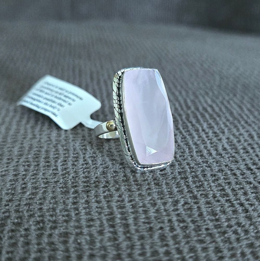 Shivam Rectangular Rose🌹 Quartz Statement Ring💍 - NWT